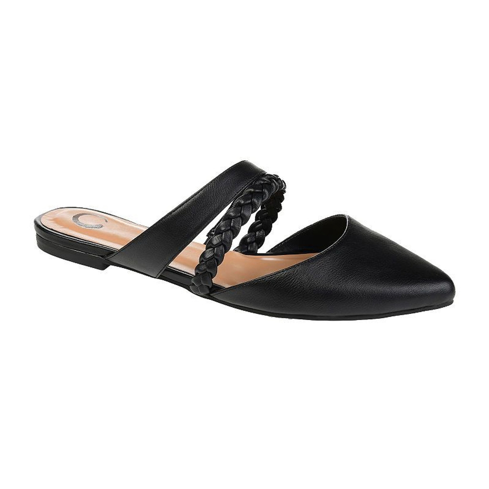 Journee Collection Women's Size 9 Black Olivea Braided Slides / Sandals NIB